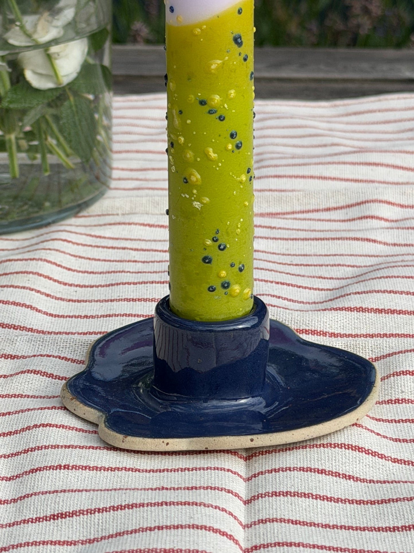 Ceramic Candle Holder Navy Blue