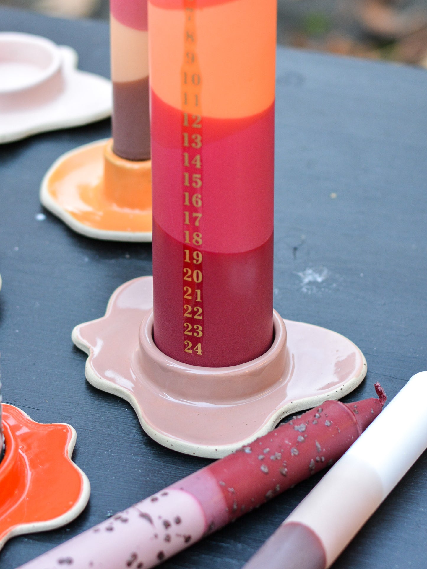 Ceramic Advent Candle Holder Beige