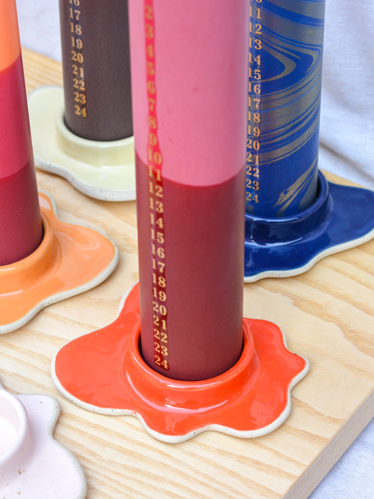 Ceramic Advent Candle Holder Red