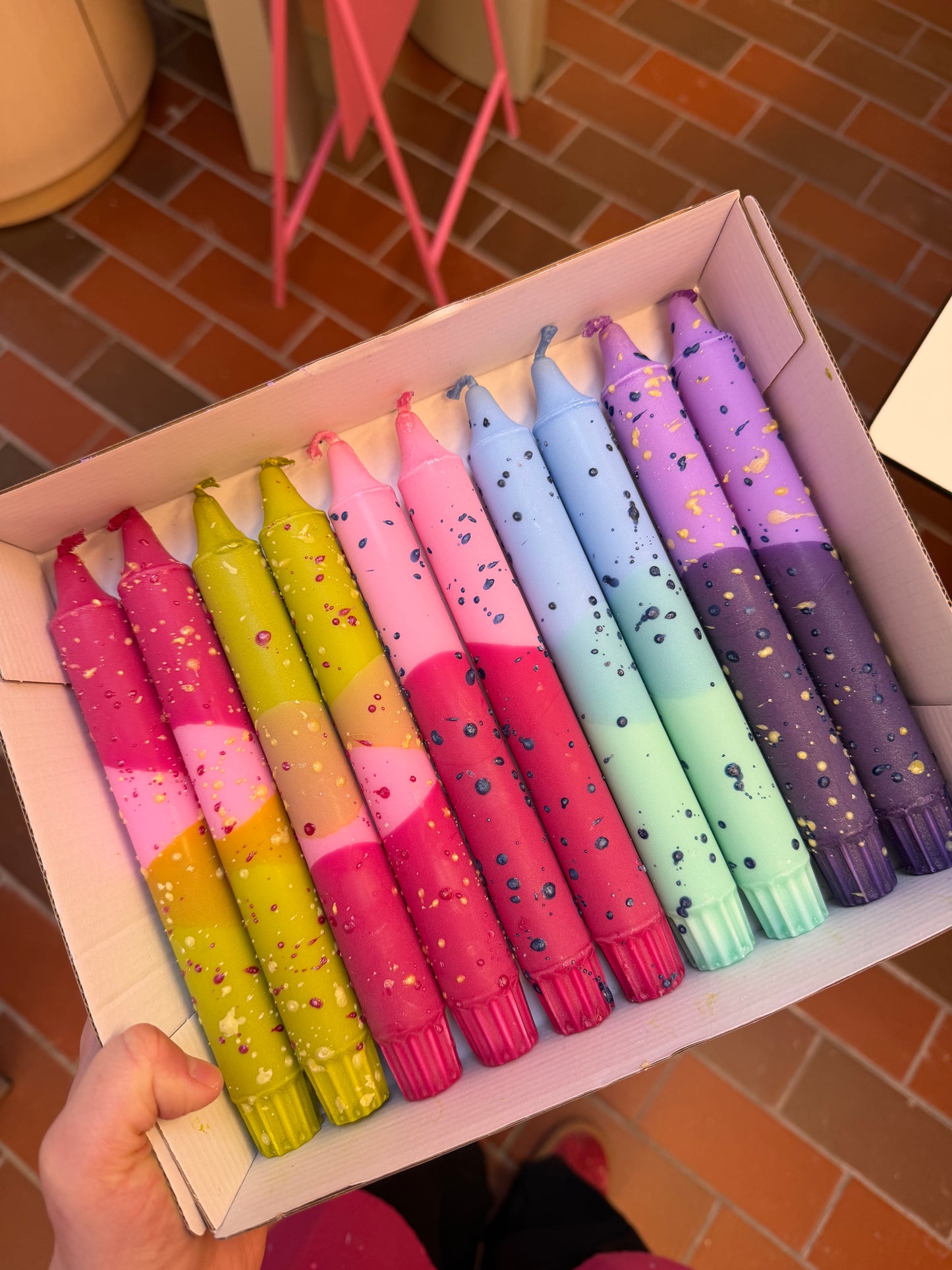 5-pack Taper Candles Spring Fuchsia Confetti