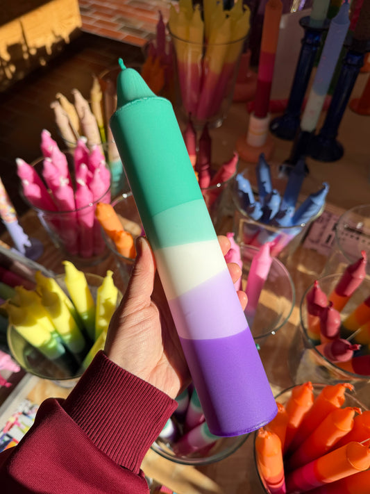 Block Candle, Lavender Matcha Design