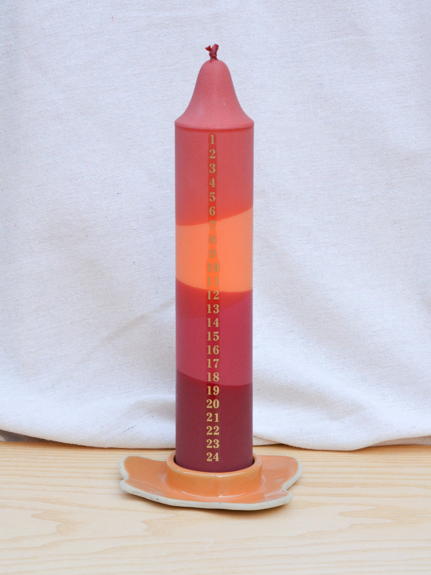 Ceramic Advent Candle Holder Orange