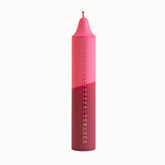 Advent Candle, Kalenderlys Fuchsia & Red