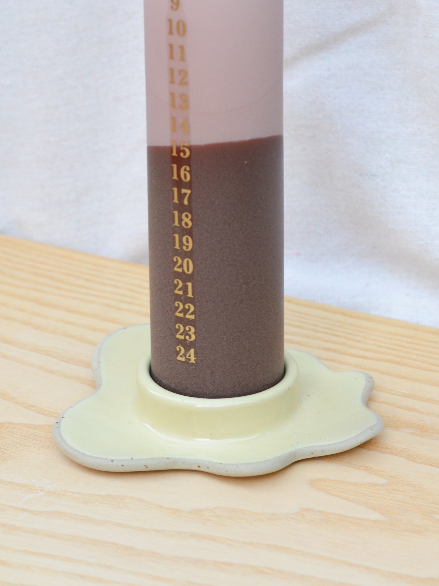 Ceramic Advent Candle Holder Butter Yellow