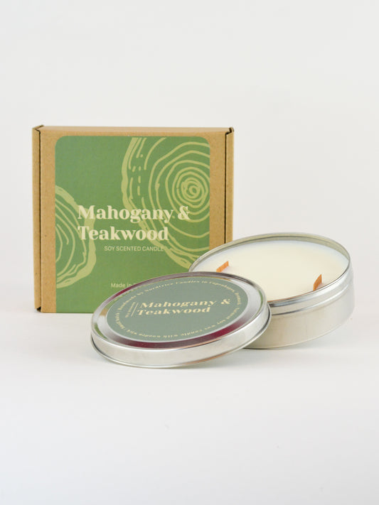 Soy Scented Candle, Mahogany & Teakwood M-L-XL size