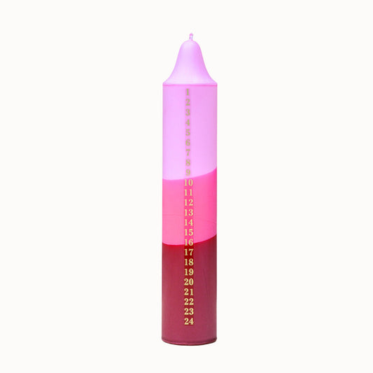 Advent Candle, Kalenderlys Pink, Fushsia & red