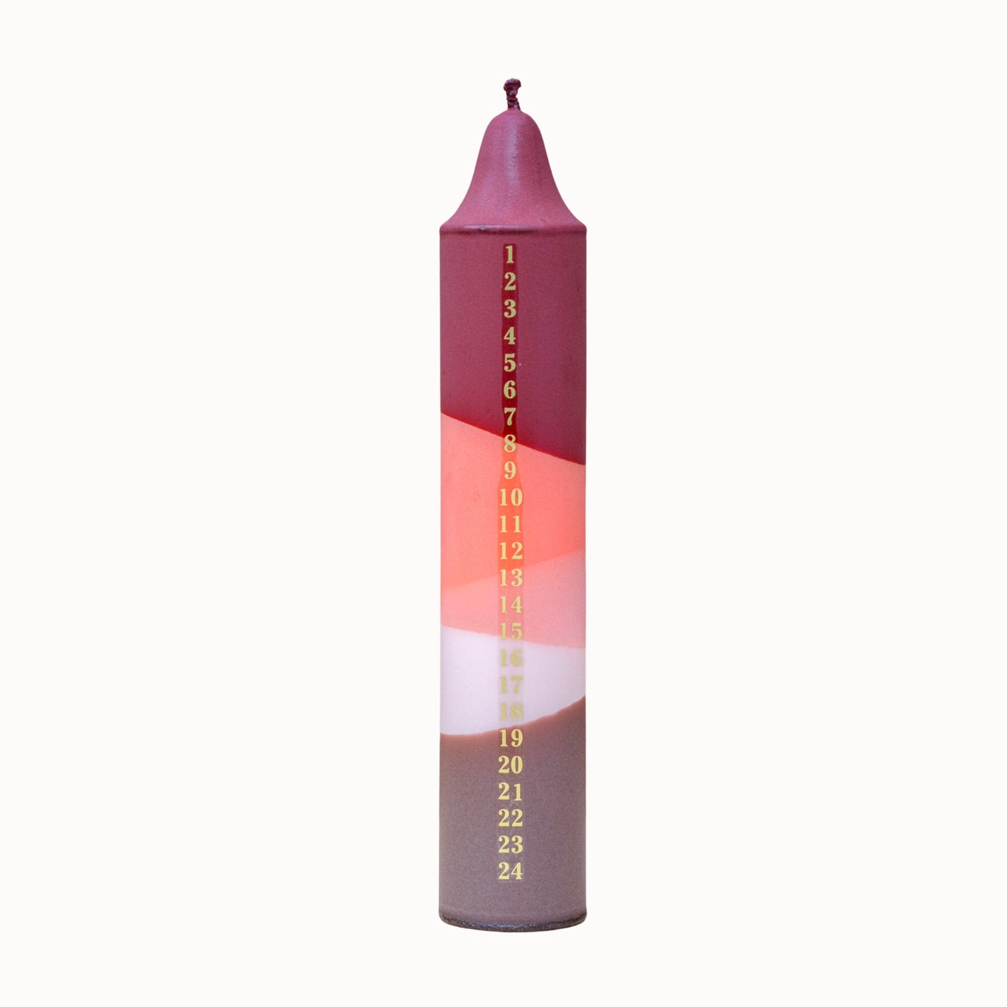 Advent Candle, Kalenderlys Red, Orange, Beige & Brown