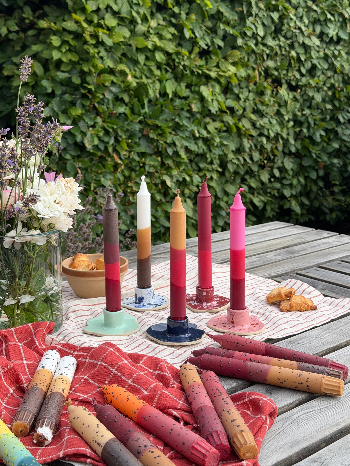 5-pack Taper Candles Nude Pink Ribbon Mix