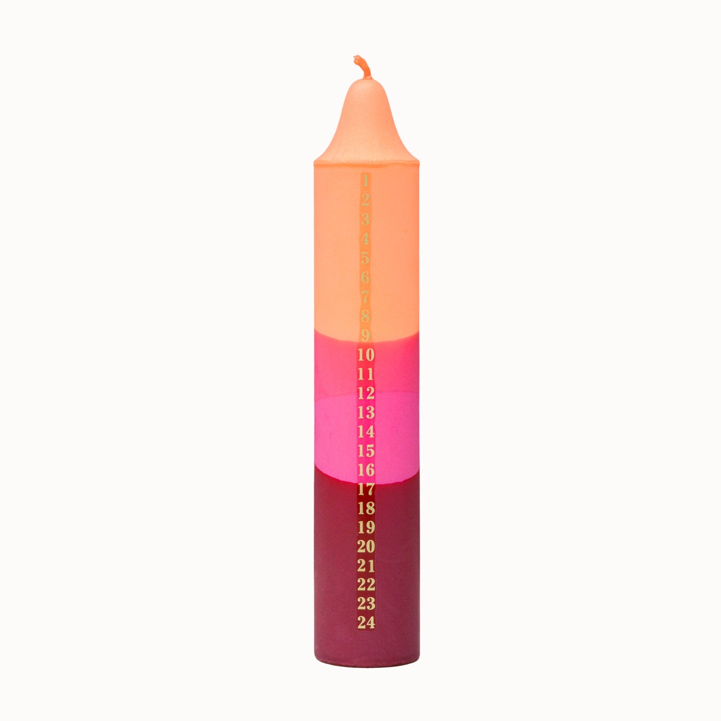 Advent Candle, Kalenderlys Orange, Pink & Red