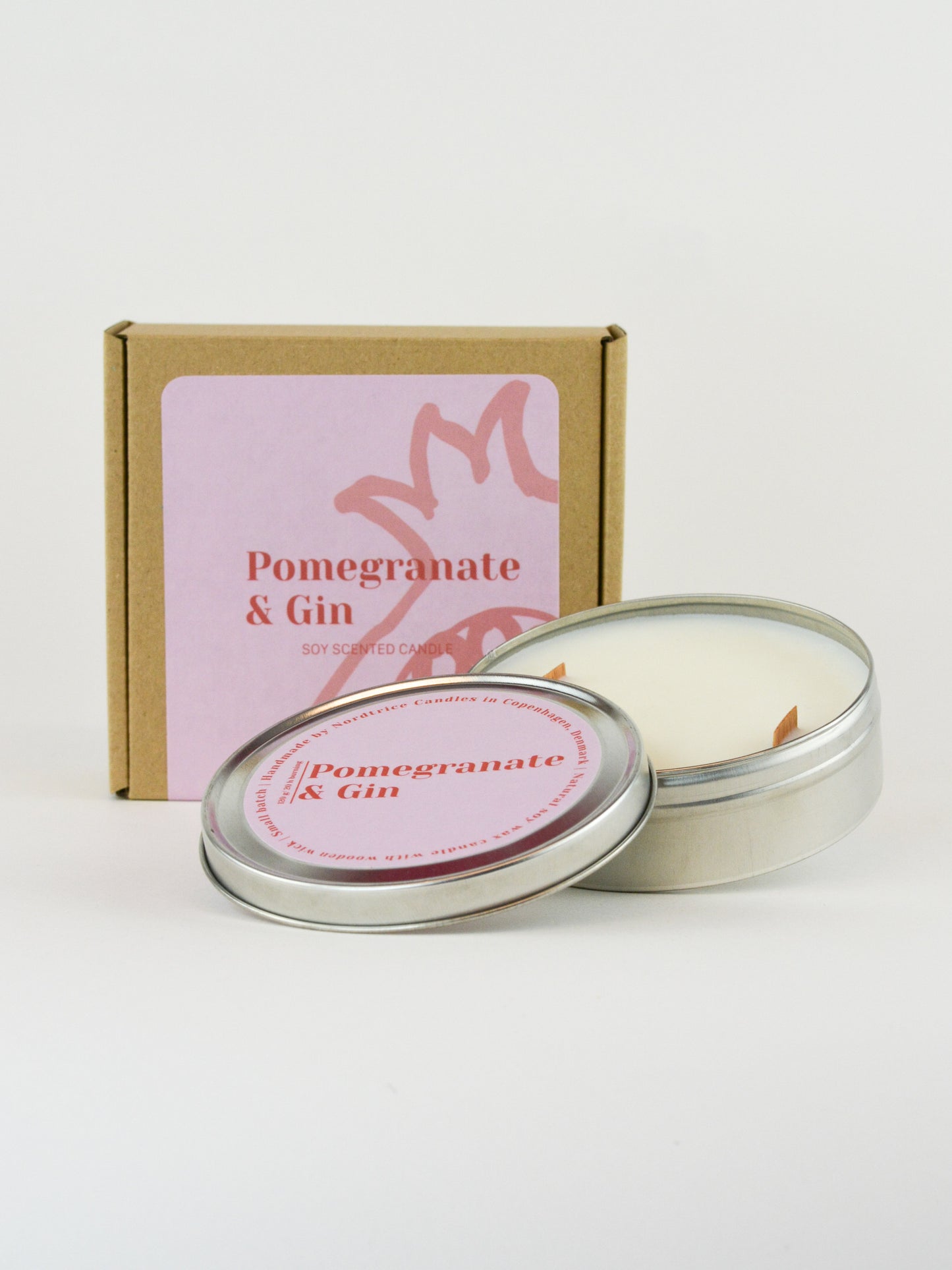 Soy Scented Candle, Pomegranate & Gin M-L-XL size