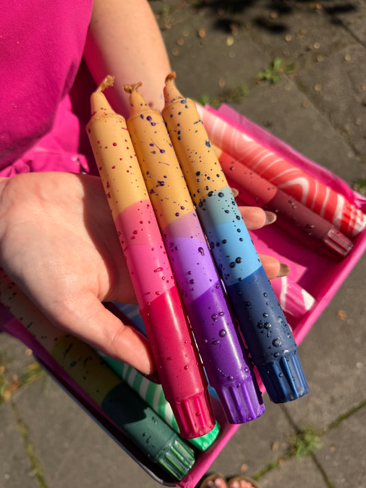 Taper candles - Blueberry Latte Confetti