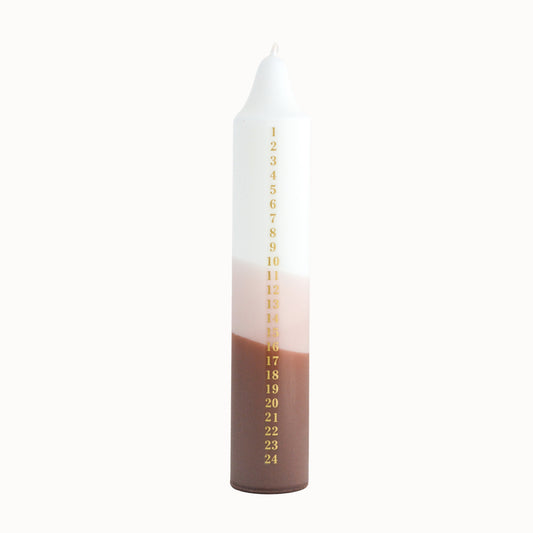 Advent Candle, Kalenderlys White, Beige & Brown