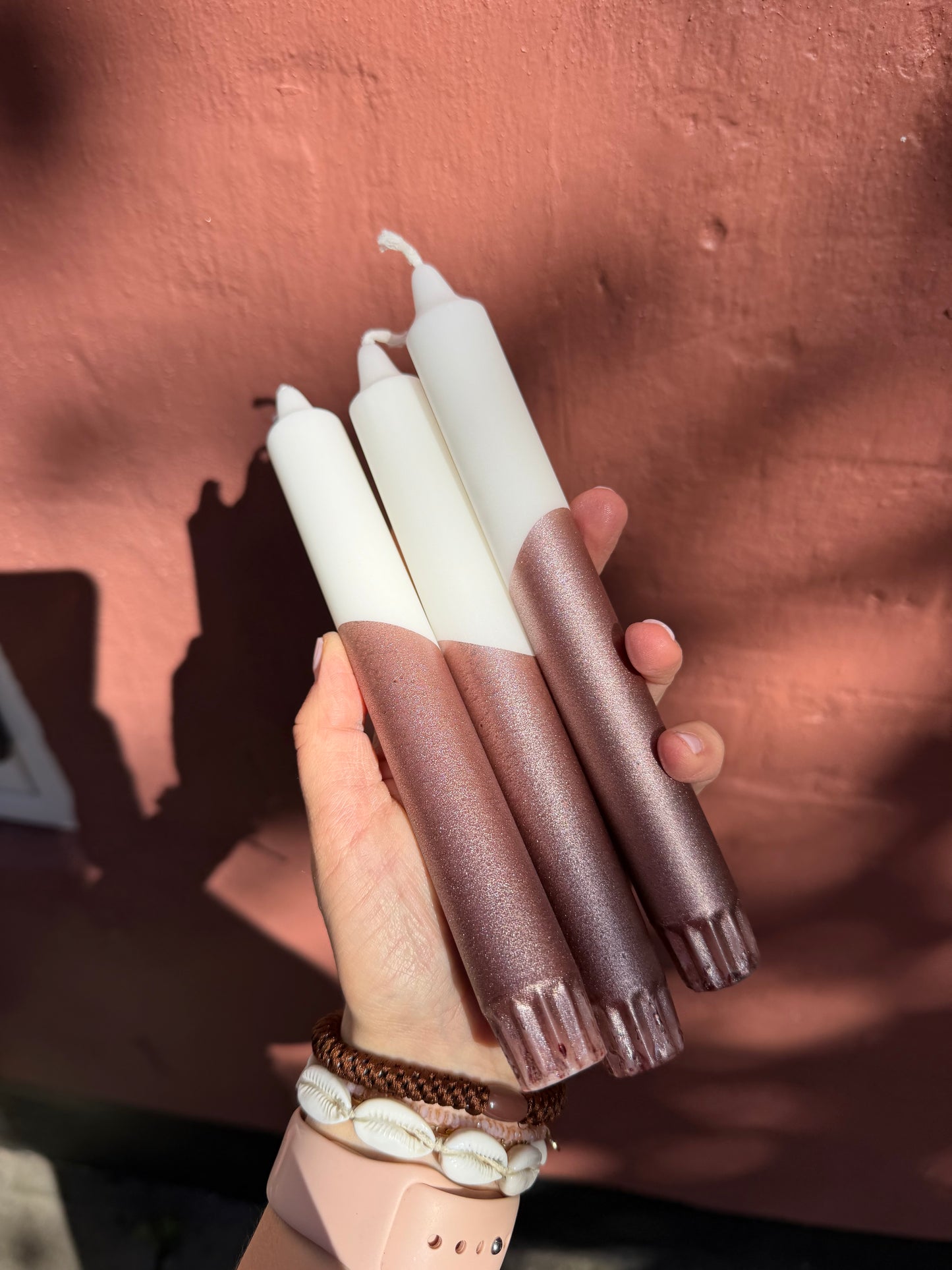 Taper candles - Christmas Glitter White / Copper