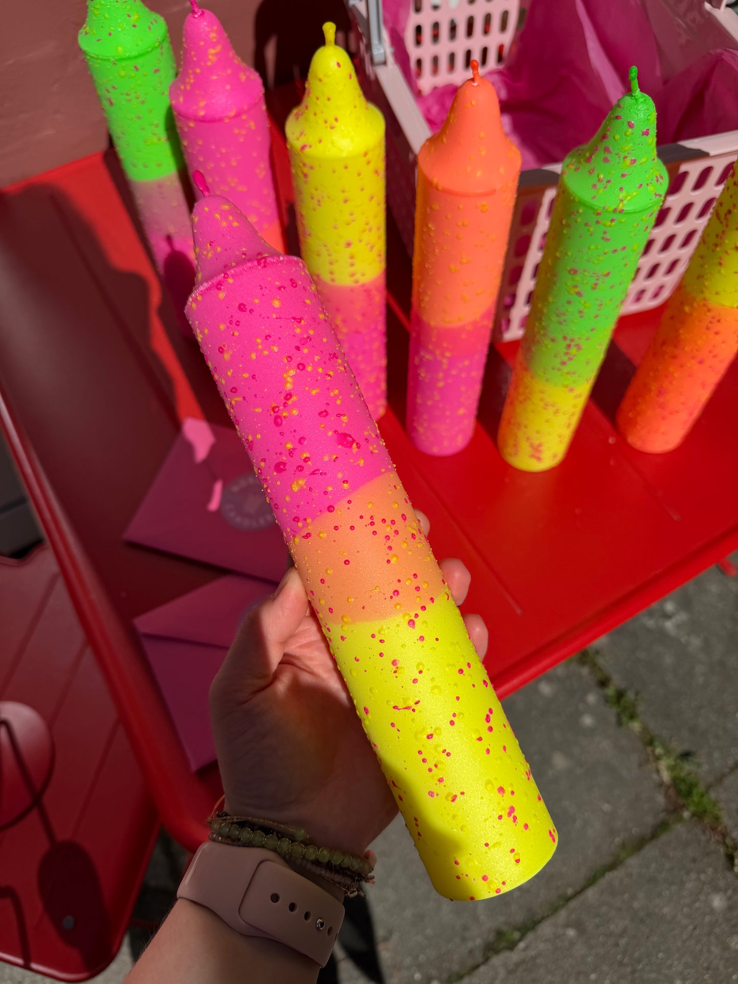 Block Candle, Summer Neon Confetti Mix