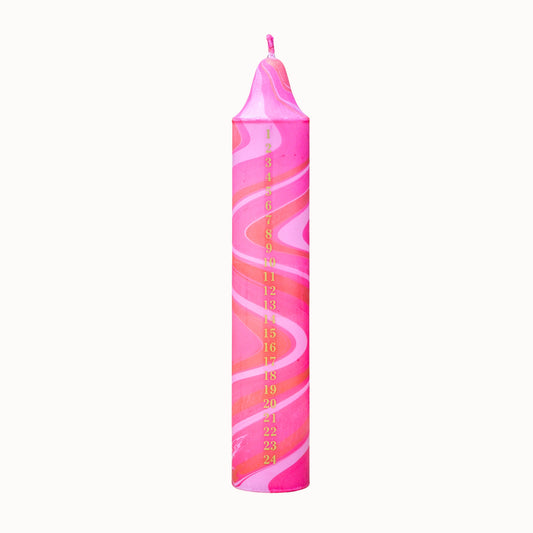 Advent Candle, Kalenderlys Marble Dark Pink