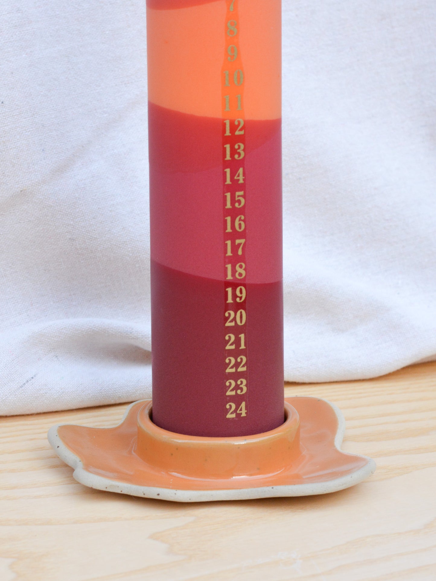 Ceramic Advent Candle Holder Orange