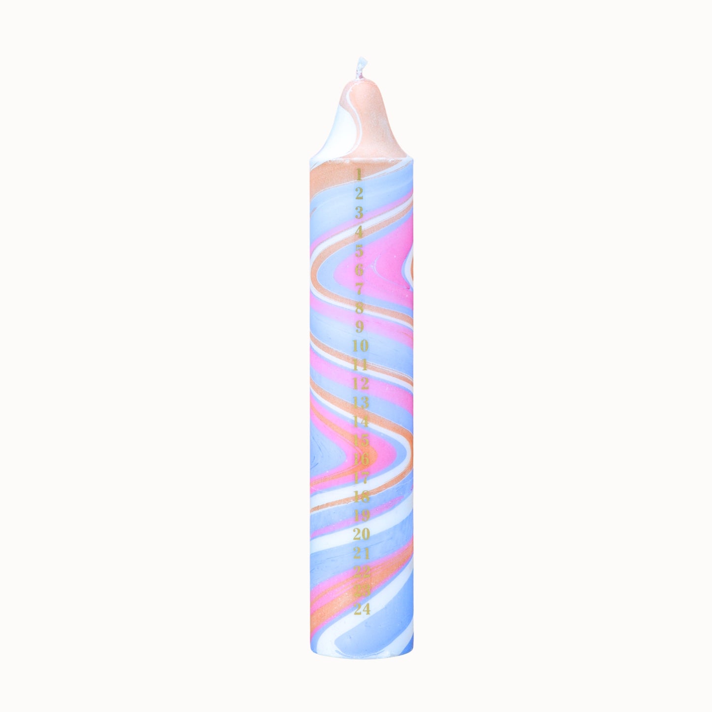 Advent Candle, Kalenderlys Marble Blue & Pink