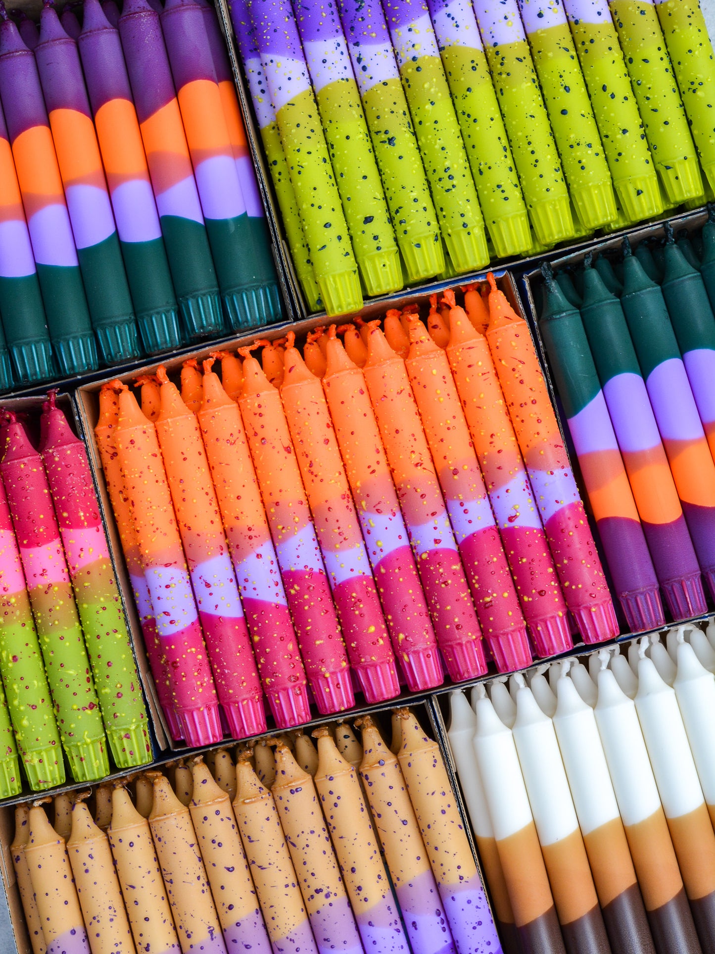 Taper candles - Orange & Lavender Confetti