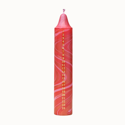 Advent Candle, Kalenderlys Marble Red