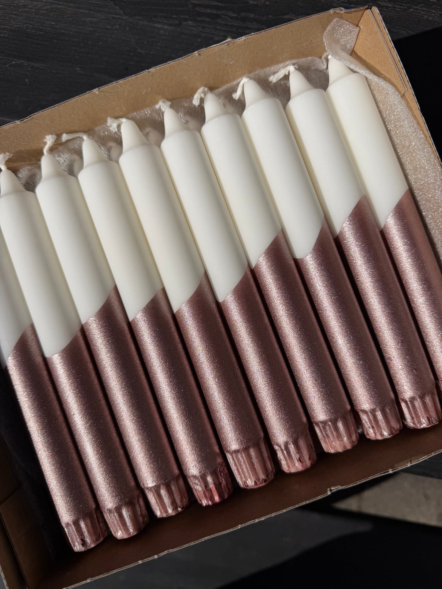 Taper candles - Christmas Glitter White / Copper