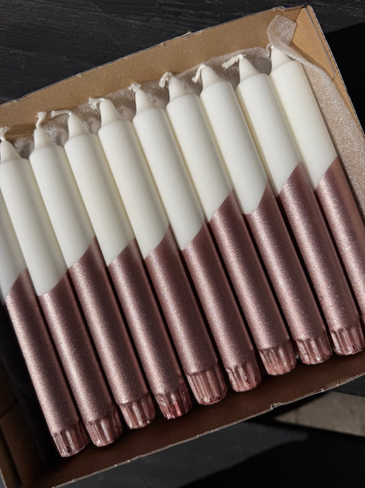 Taper candles - Christmas Glitter White / Copper