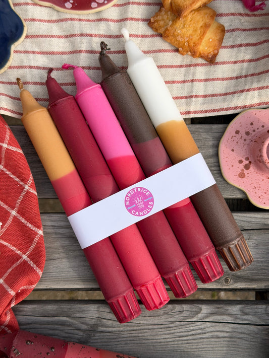 5-pack Taper Candles Nude Pink Ribbon Mix