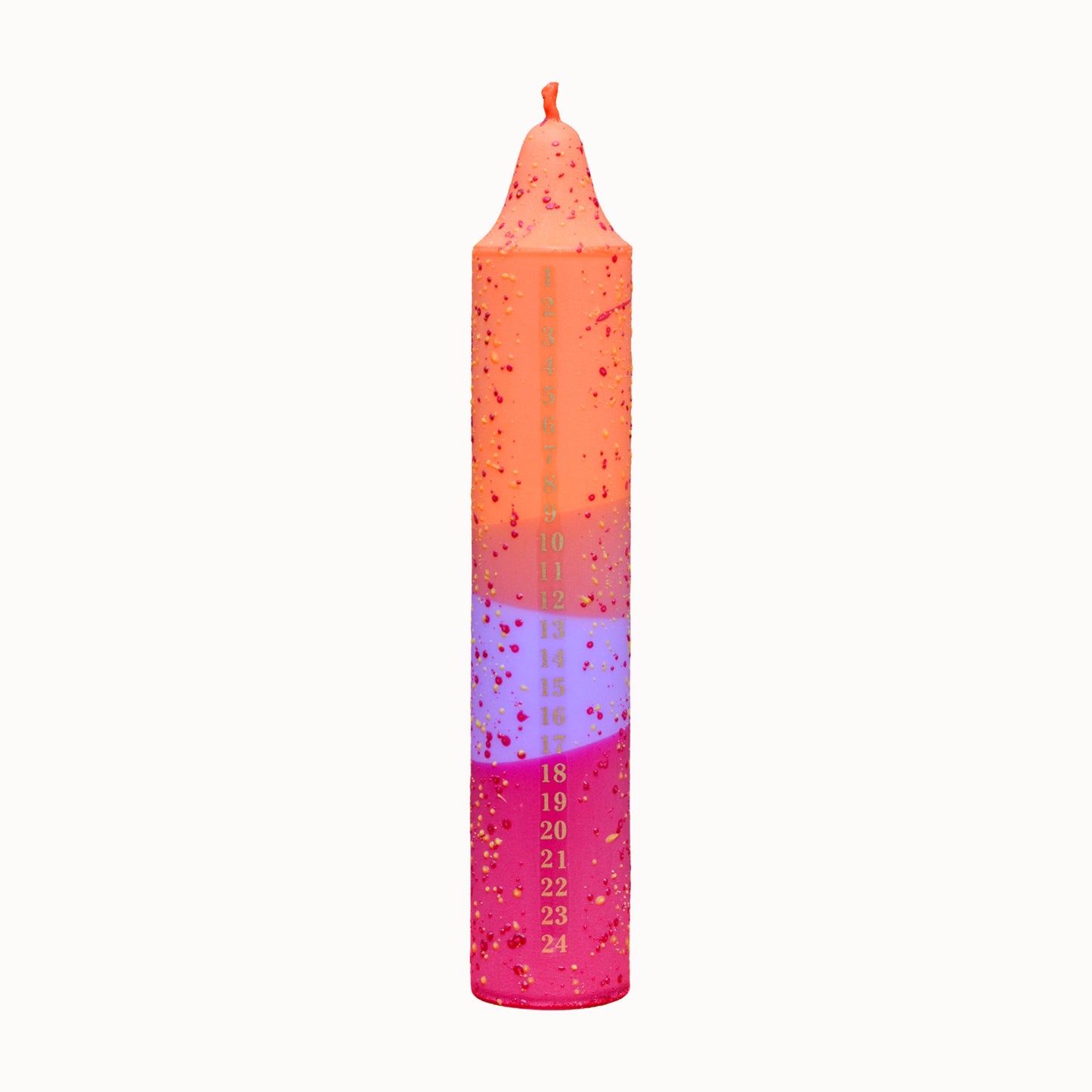 Advent Candle, Confetti Orange & Lavender, Fuchsia / Yellow