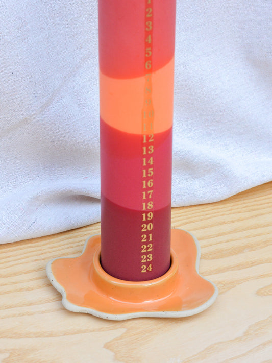Ceramic Advent Candle Holder Orange
