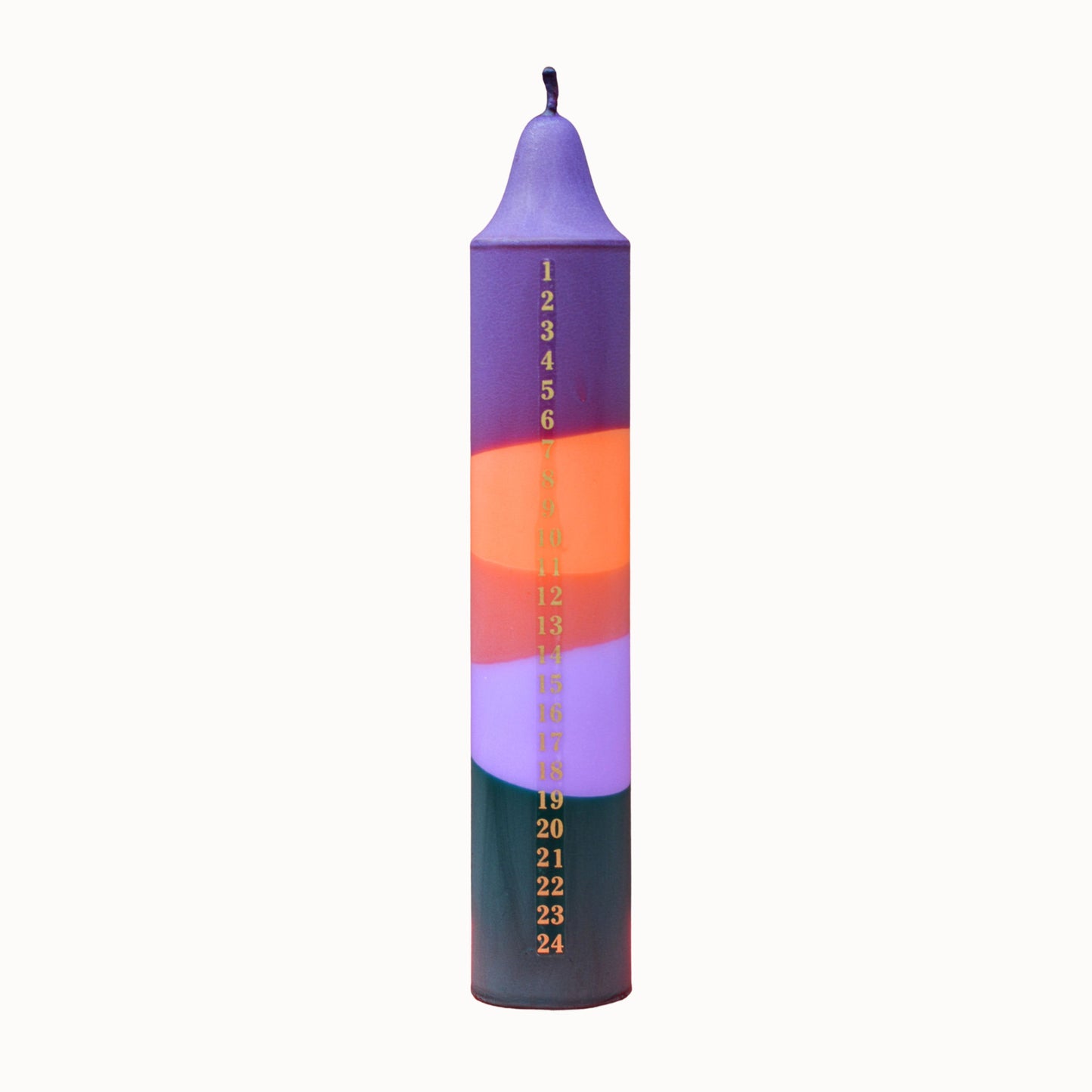 Advent Candle, Dark Purple / Orange / Purple / Green