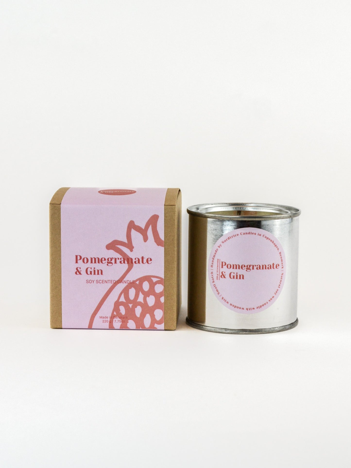Soy Scented Candle, Pomegranate & Gin M-L-XL size
