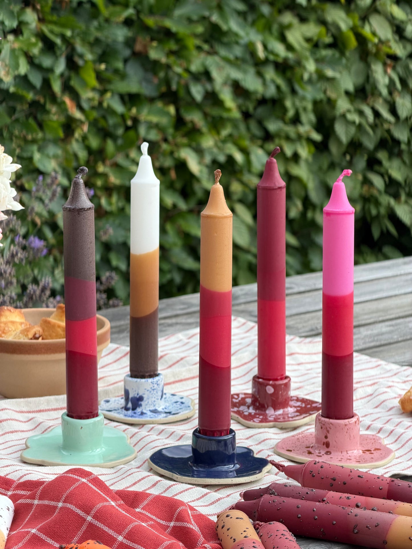 5-pack Taper Candles Nude Pink Ribbon Mix