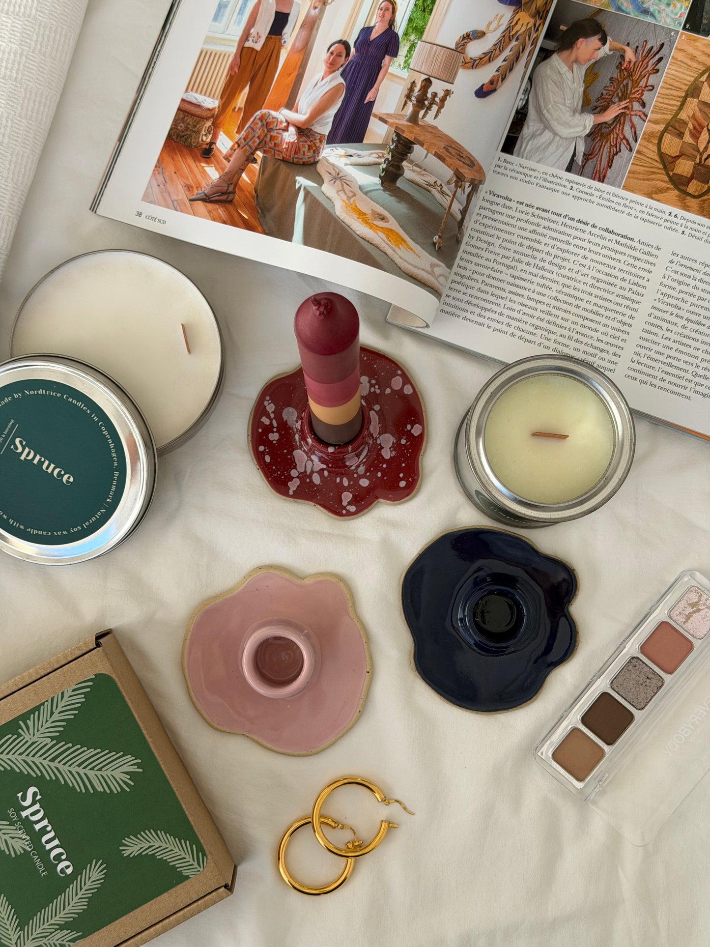 Ceramic Candle Holder Pink Mini