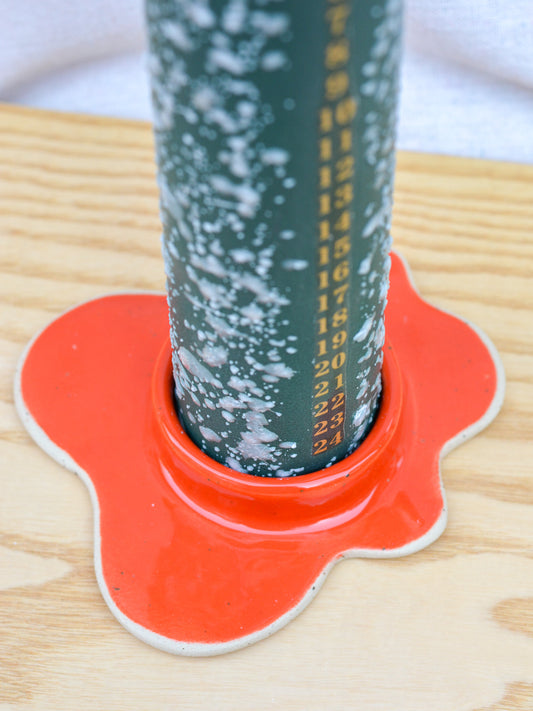 Ceramic Advent Candle Holder Red