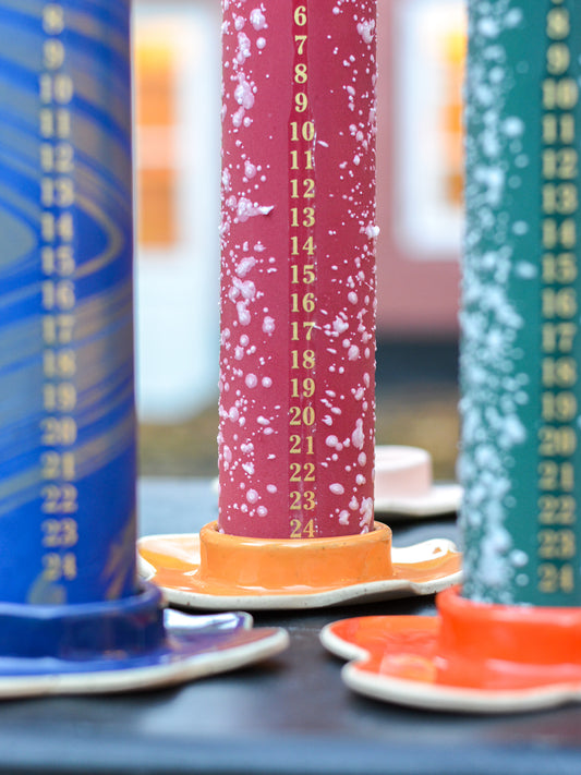 Ceramic Advent Candle Holder Cobalt Blue Small