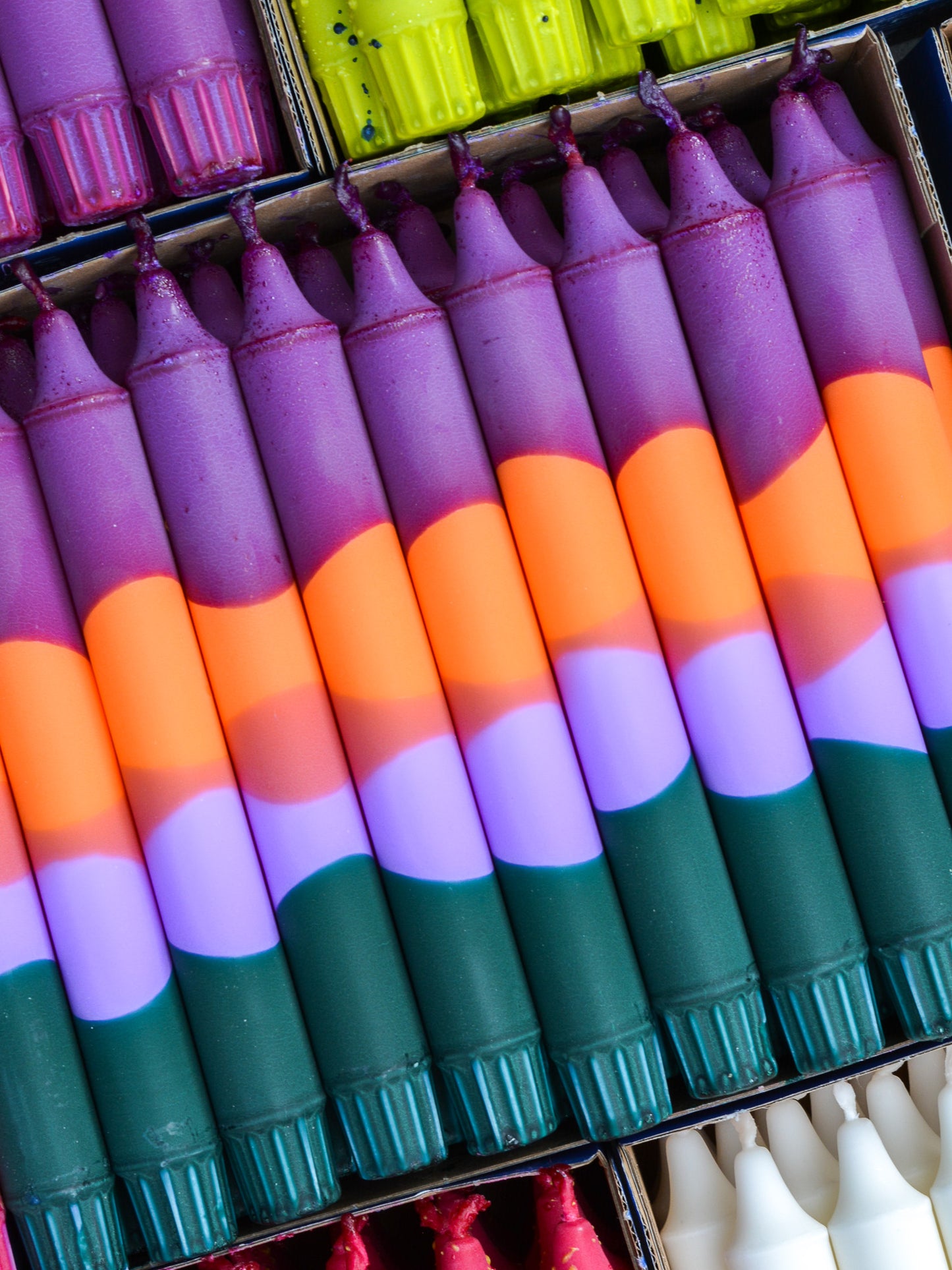 Taper candles - Multicoloured Dark Purple / Orange / Purple / Dark Green