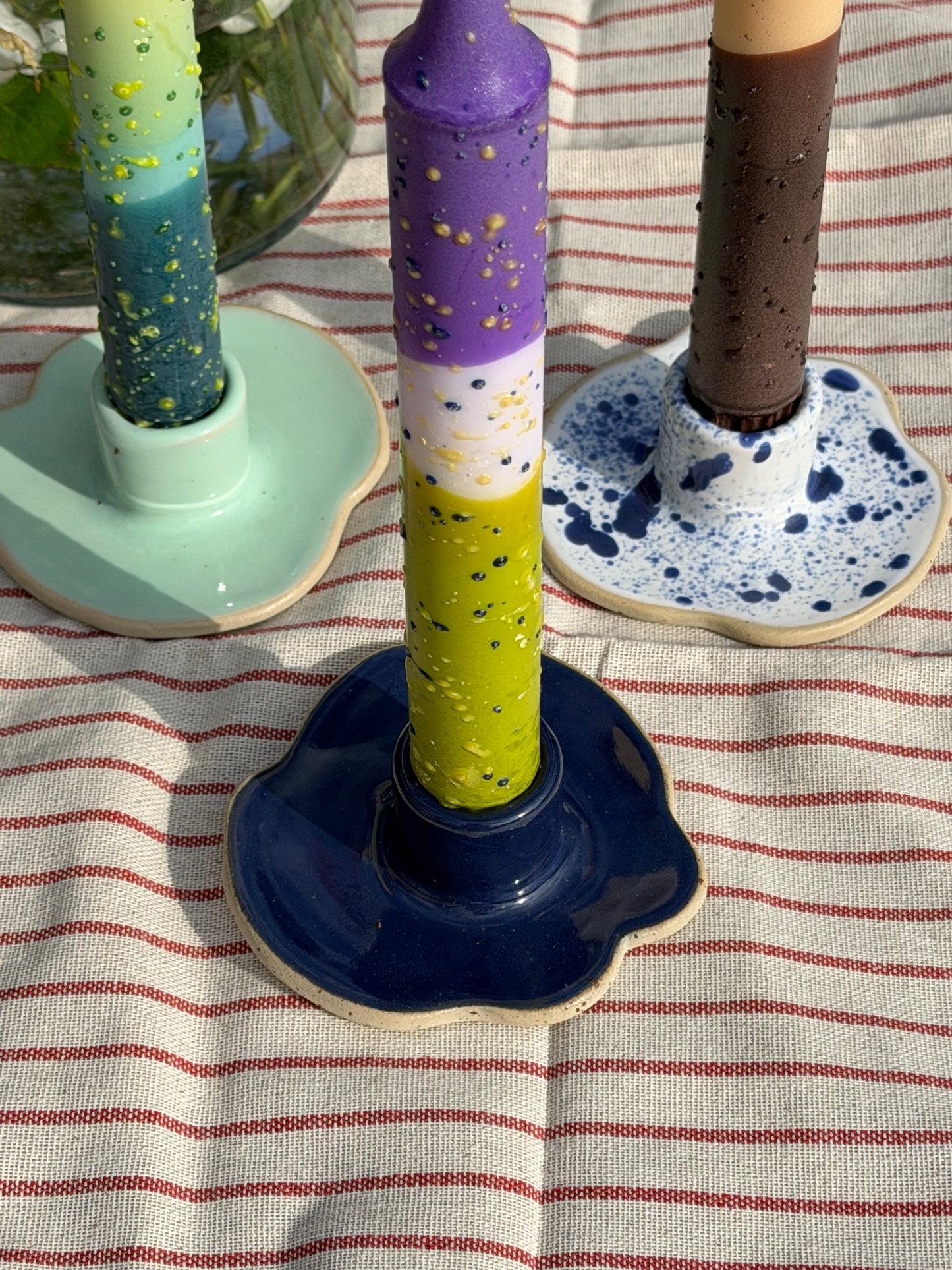 Ceramic Candle Holder Navy Blue