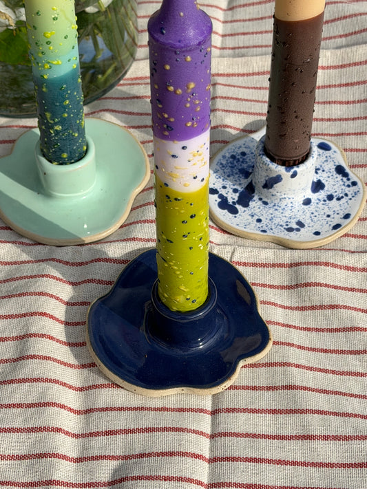 Ceramic Candle Holder Navy Blue