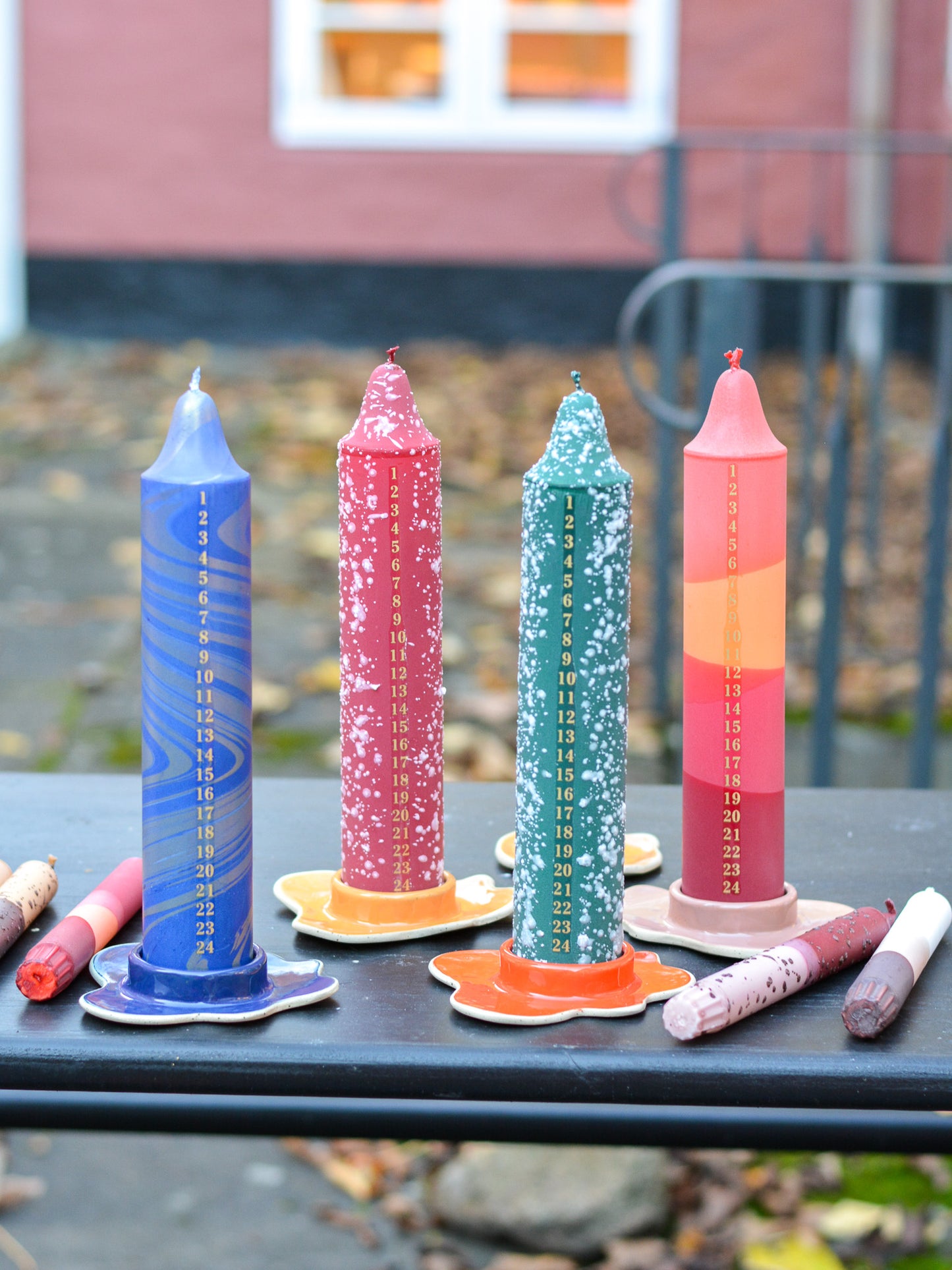 Ceramic Advent Candle Holder Orange