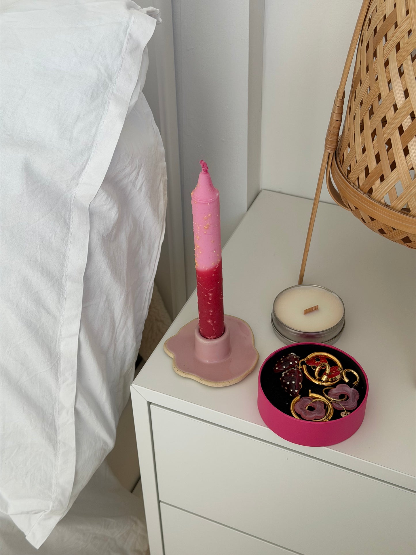 Ceramic Candle Holder Pink Mini