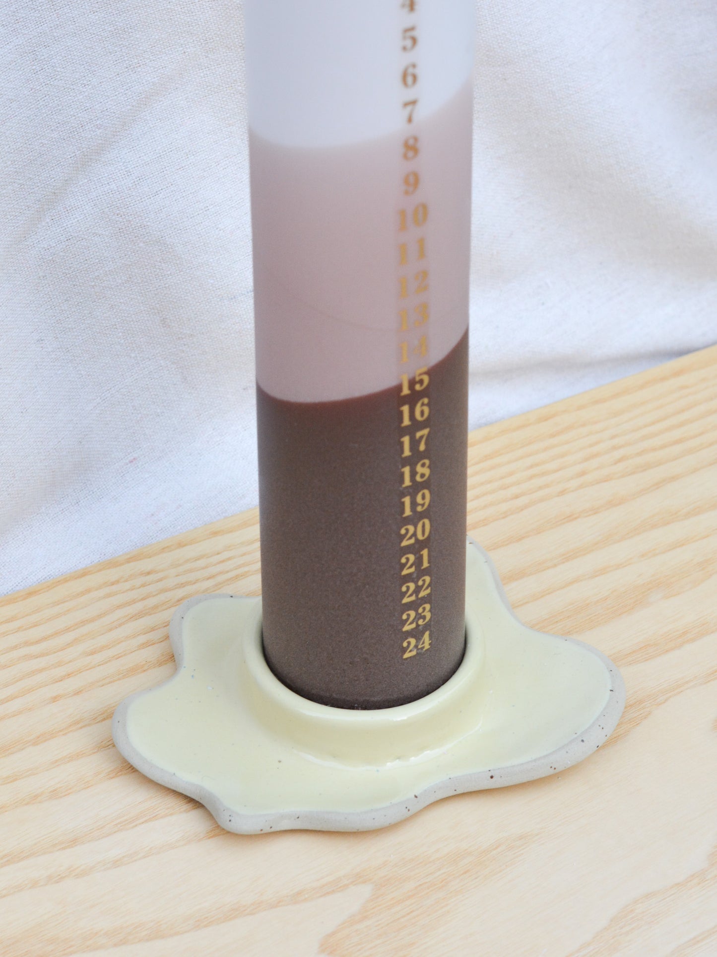 Ceramic Advent Candle Holder Butter Yellow