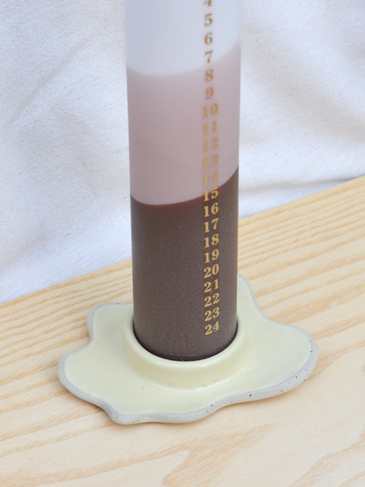 Ceramic Advent Candle Holder Butter Yellow