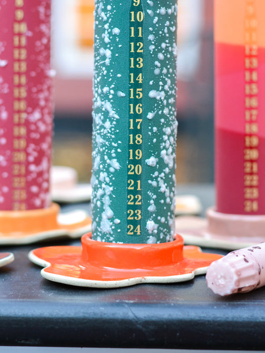 Ceramic Advent Candle Holder Red