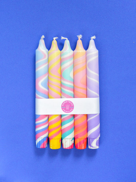 5-pack Taper Candles Summer Marble