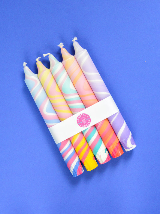 5-pack Taper Candles Summer Marble