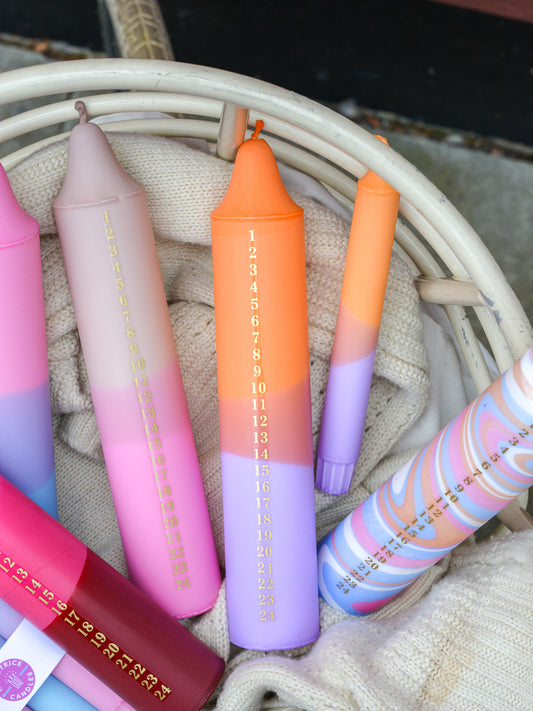 Advent Candle, Kalenderlys Beige & Pink