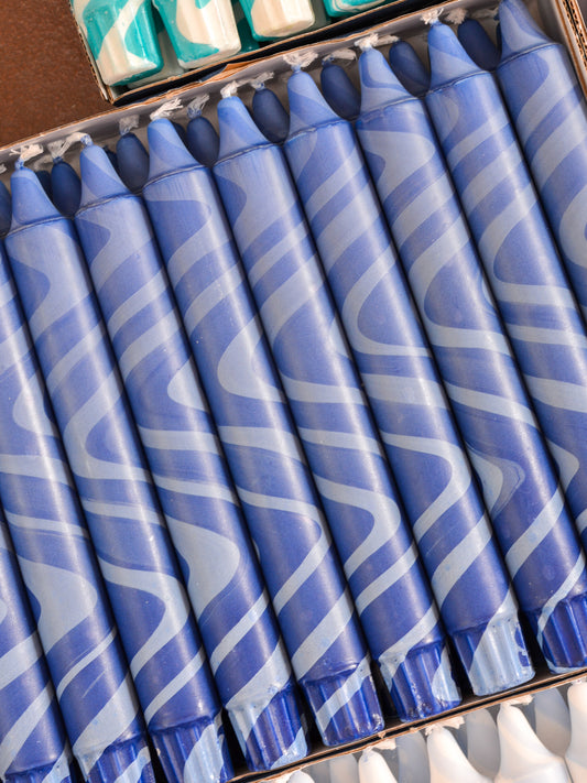 Summer Marble Candles - Navy Blue