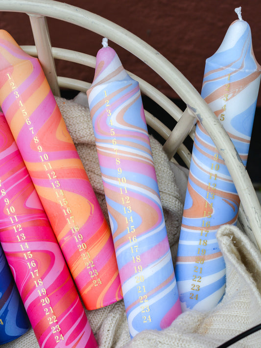 Advent Candle, Kalenderlys Marble Blue