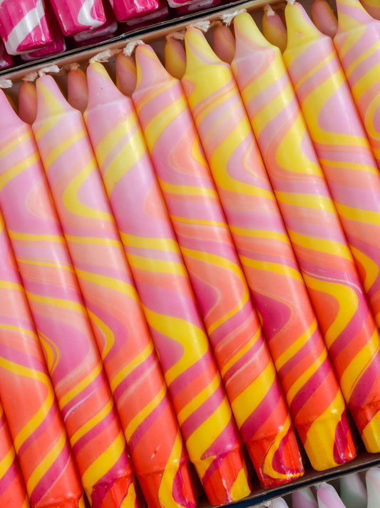 Summer Marble Candles - Pink / Yellow / Red Marble