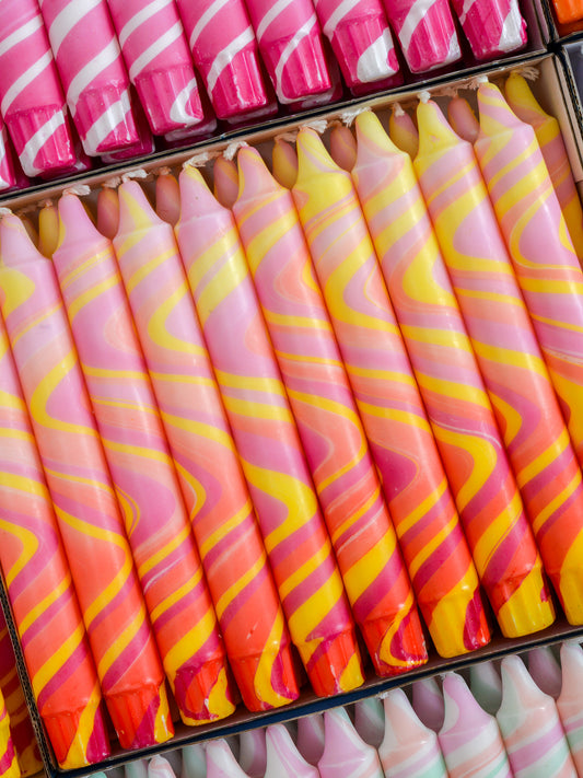 Summer Marble Candles - Pink / Yellow / Red Marble