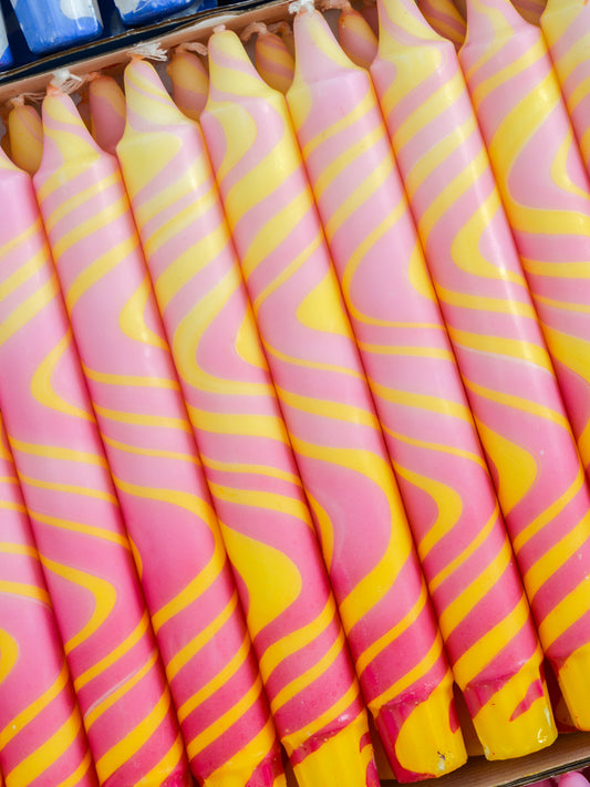 Summer Marble Candles - Pink / Yellow